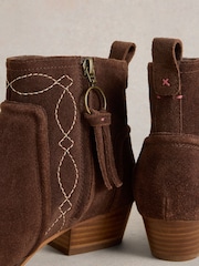 White Stuff Brown Cedar Embroidered Ankle Boots - Image 4 of 4