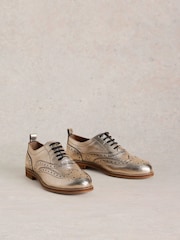 White Stuff Metallic Thistle Leather Lace-Up Brogues - Image 2 of 4