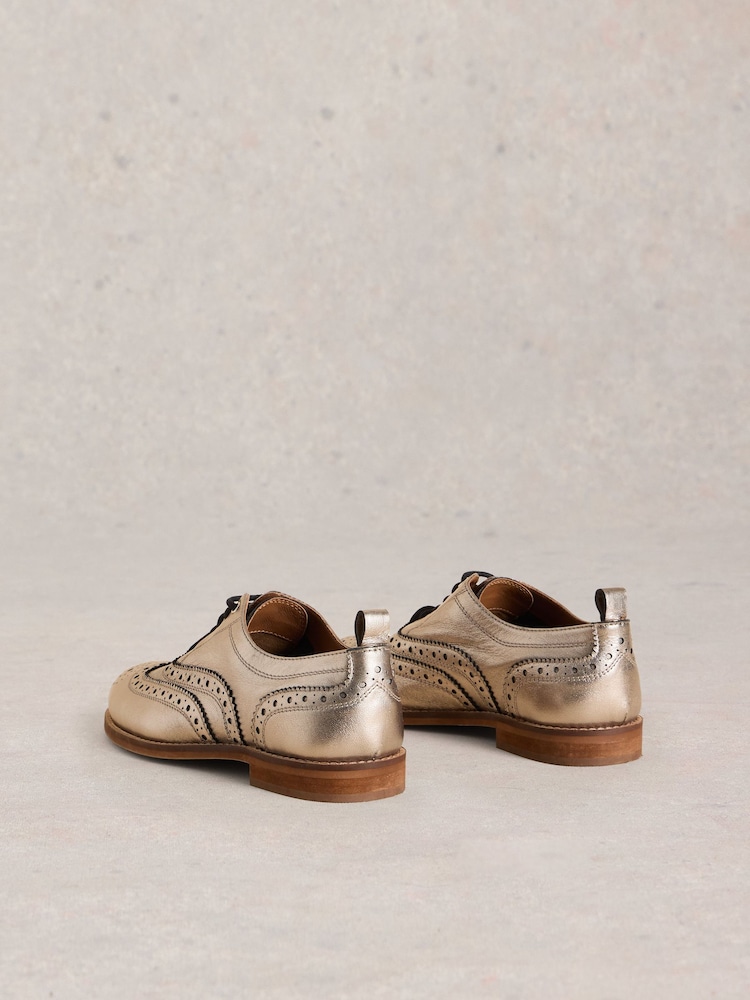 White Stuff Metallic Thistle Leather Lace-Up Brogues - Image 3 of 4