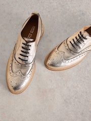 White Stuff Metallic Thistle Leather Lace-Up Brogues - Image 4 of 4