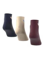adidas Originals Burgundy Red Mid Cut Ankle Socks 3 Pack - Image 2 of 9