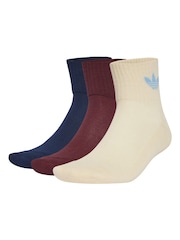 adidas Originals Burgundy Red Mid Cut Ankle Socks 3 Pack - Image 3 of 9