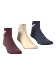 adidas Originals Burgundy Red Mid Cut Ankle Socks 3 Pack - Image 4 of 9