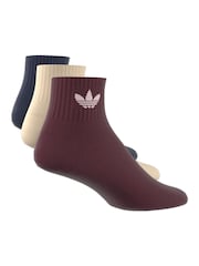 adidas Originals Burgundy Red Mid Cut Ankle Socks 3 Pack - Image 5 of 9