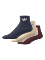 adidas Originals Burgundy Red Mid Cut Ankle Socks 3 Pack - Image 7 of 9