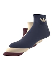 adidas Originals Burgundy Red Mid Cut Ankle Socks 3 Pack - Image 8 of 9