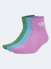 adidas Originals Purple Mid Cut Ankle Socks 3 Pack - Image 1 of 1