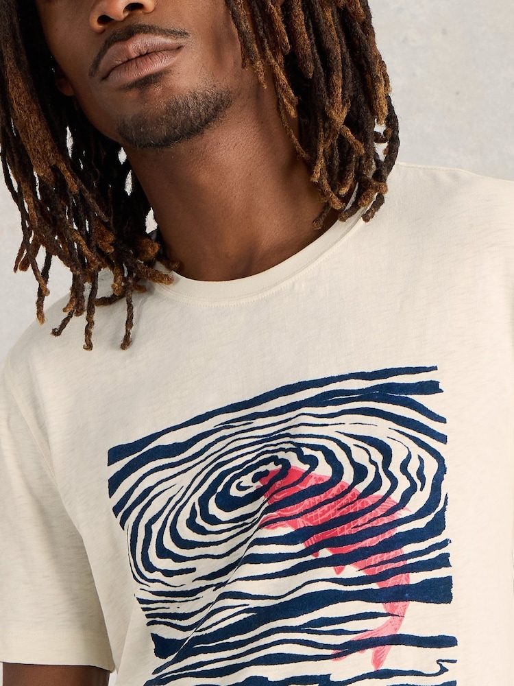 White Stuff White Fish Flock Graphic 100% Cotton T-Shirt - Image 4 of 4 White Stuff White Fish Flock Graphic 100% Cotton T-Shirt - Image 4 of 4