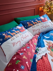 Catherine Lansfield Navy Blue Christmas Santa's Workshop Duvet Cover Set - Image 3 of 4