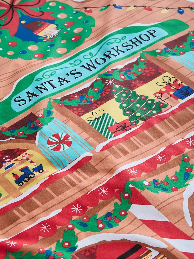 Catherine Lansfield Navy Blue Christmas Santa's Workshop Duvet Cover Set - Image 4 of 4
