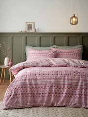 Catherine Lansfield Red Brushed 100% Cotton Geo Duvet Cover Set - Image 2 of 6