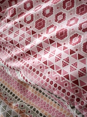Catherine Lansfield Red Brushed 100% Cotton Geo Duvet Cover Set - Image 6 of 6