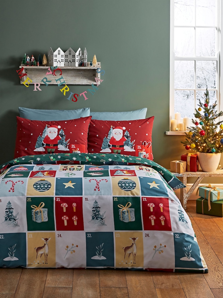 Juego de fundas de edredón con diseño navideño de calendario de adviento de Catherine Lansfield - Imagen 1 de 4