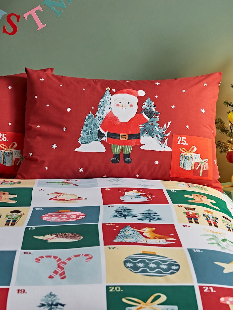 Catherine Lansfield Red Christmas Advent Calendar Duvet Cover Set - Image 3 of 4