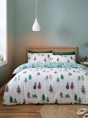 Catherine Lansfield White Brushed 100% Cotton Snowy Penguin Duvet Cover Set - Image 1 of 5