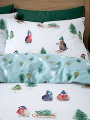 Catherine Lansfield White Brushed 100% Cotton Snowy Penguin Duvet Cover Set - Image 3 of 5