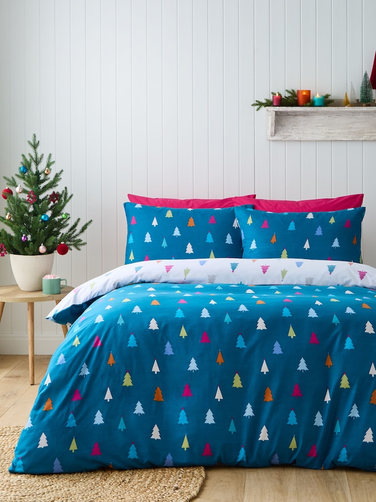 Catherine Lansfield Multicolour Christmas Tree Brights Reversible Duvet Cover Set - Image 2 of 4