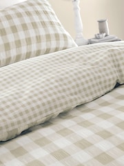 Catherine Lansfield Natural Seersucker Gingham Check Easy Care Duvet Cover Set - Image 4 of 5