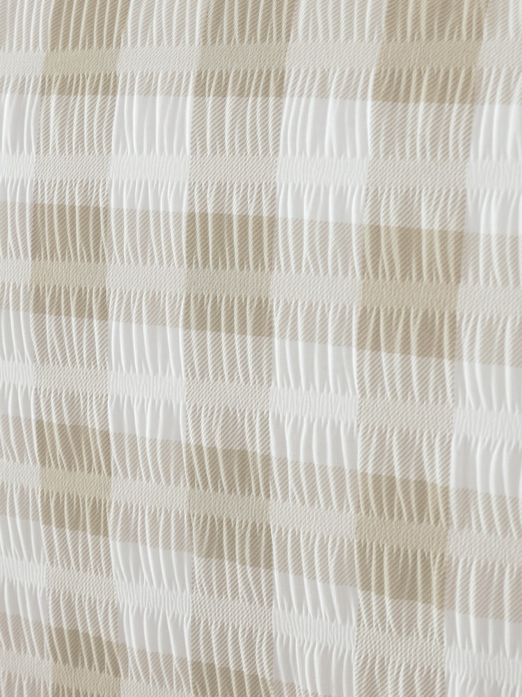 Catherine Lansfield Natural Seersucker Gingham Check Easy Care Duvet Cover Set - Image 5 of 5