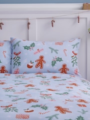 Catherine Lansfield Blue Christmas Gingerbread Man Duvet Cover Set - Image 4 of 5