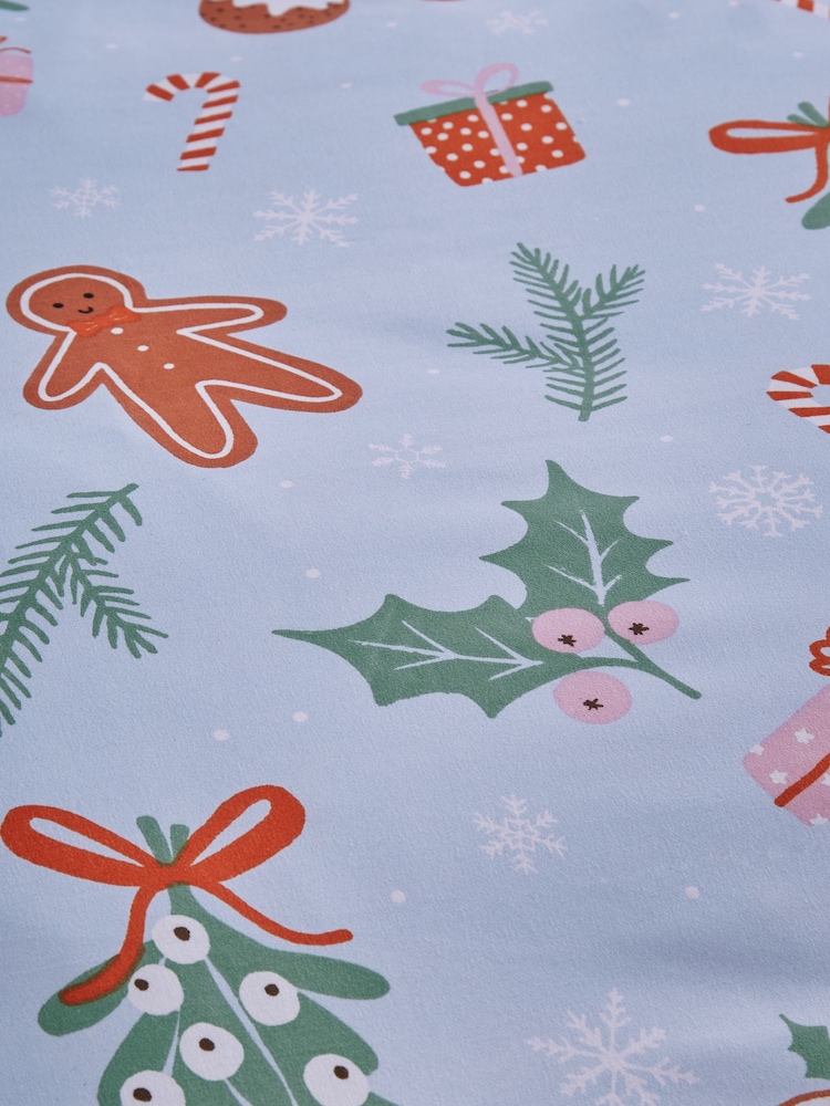 Catherine Lansfield Blue Christmas Gingerbread Man Duvet Cover Set - Image 5 of 5