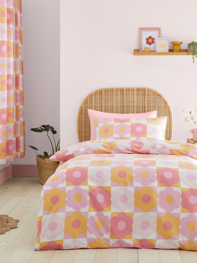 Catherine Lansfield Retro Daisy omkeerbare dekbedovertrekset - Image 3 of 5