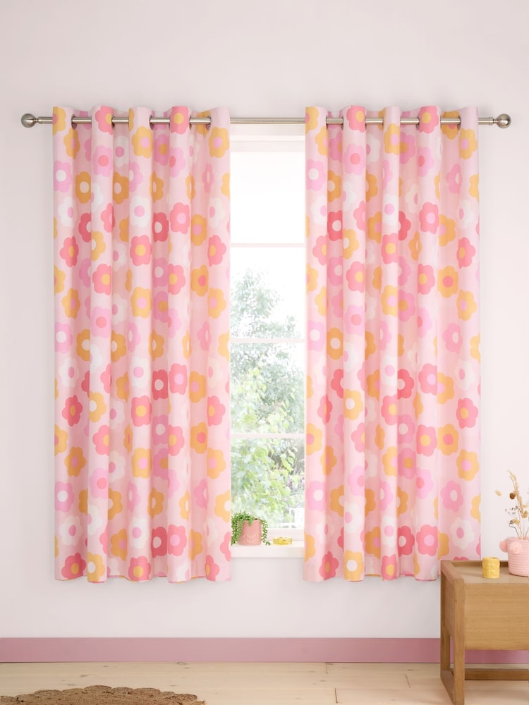 Catherine Lansfield Retro Daisy Reversible Lined Eyelet Eyelet Curtains - Imagem 3 de 3