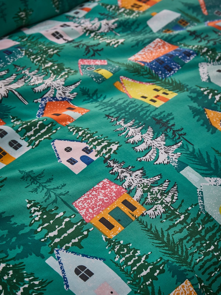 Catherine Lansfield Green Christmas Festive Forest Duvet Cover Set - Image 4 of 4