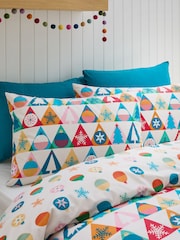 Catherine Lansfield Рождество Geo Brights Двусторонний пододеяльник Set - Изображение 3 из 4