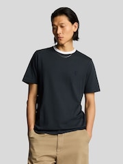 Lyle & Scott Blue Cotton Contrast Collar Superfine T-Shirt - Image 1 of 2