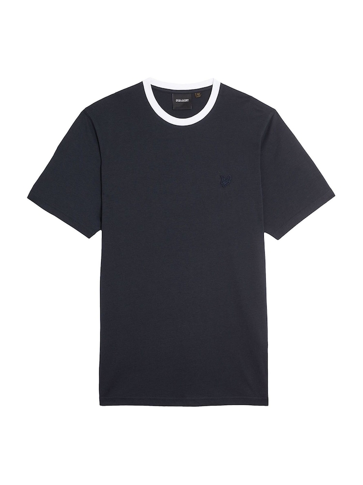 Lyle & Scott Blue Cotton Contrast Collar Superfine T-Shirt - Image 2 of 2