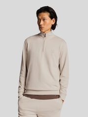 Lyle & Scott Natural Superfine Quarter Zip Cotton Sweatshirt - Image 1 of 5