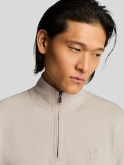 Lyle & Scott Natural Superfine Quarter Zip Cotton Sweatshirt - Image 3 of 5
