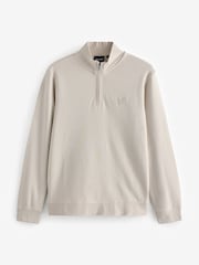Lyle & Scott Natural Superfine Quarter Zip Cotton Sweatshirt - Image 5 of 5