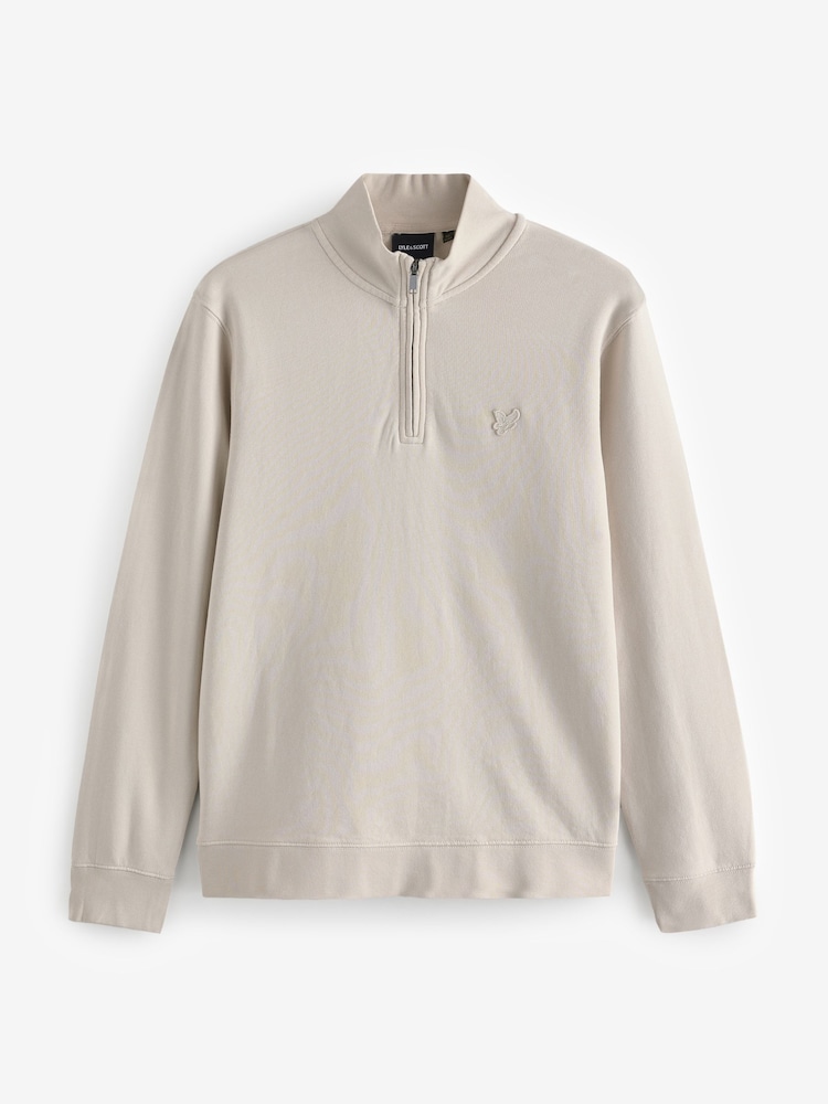 Lyle & Scott Natural Superfine Quarter Zip Cotton Sweatshirt - Image 5 of 5 Lyle & Scott Natural Superfine Quarter Zip Cotton Sweatshirt - Image 5 of 5
