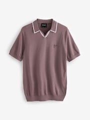 قميص بولو قطن محبوك بياقة مفتوحة بتصميم متباين من Lyle & Scott - صورة 5 من 5