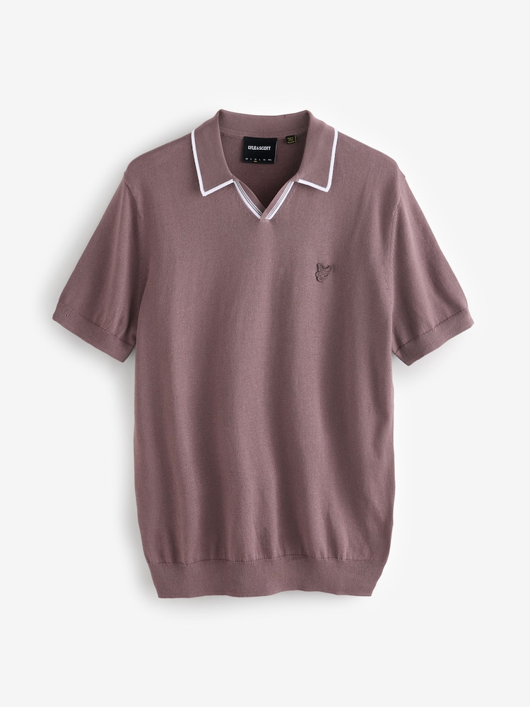 قميص بولو قطن محبوك بياقة مفتوحة بتصميم متباين من Lyle & Scott - صورة 5 من 5