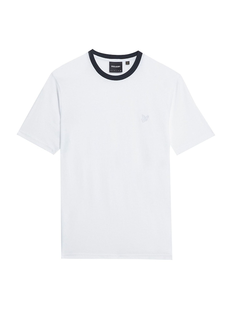 Blanco - Lyle & Scott Cotton Contrast Collar Superfine T-Shirt - Imagen 4 de 4