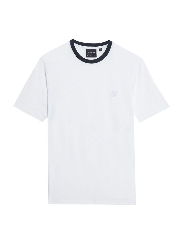 Lyle & Scott White Cotton Contrast Collar Superfine T-Shirt - Image 4 of 4 Lyle & Scott White Cotton Contrast Collar Superfine T-Shirt - Image 4 of 4