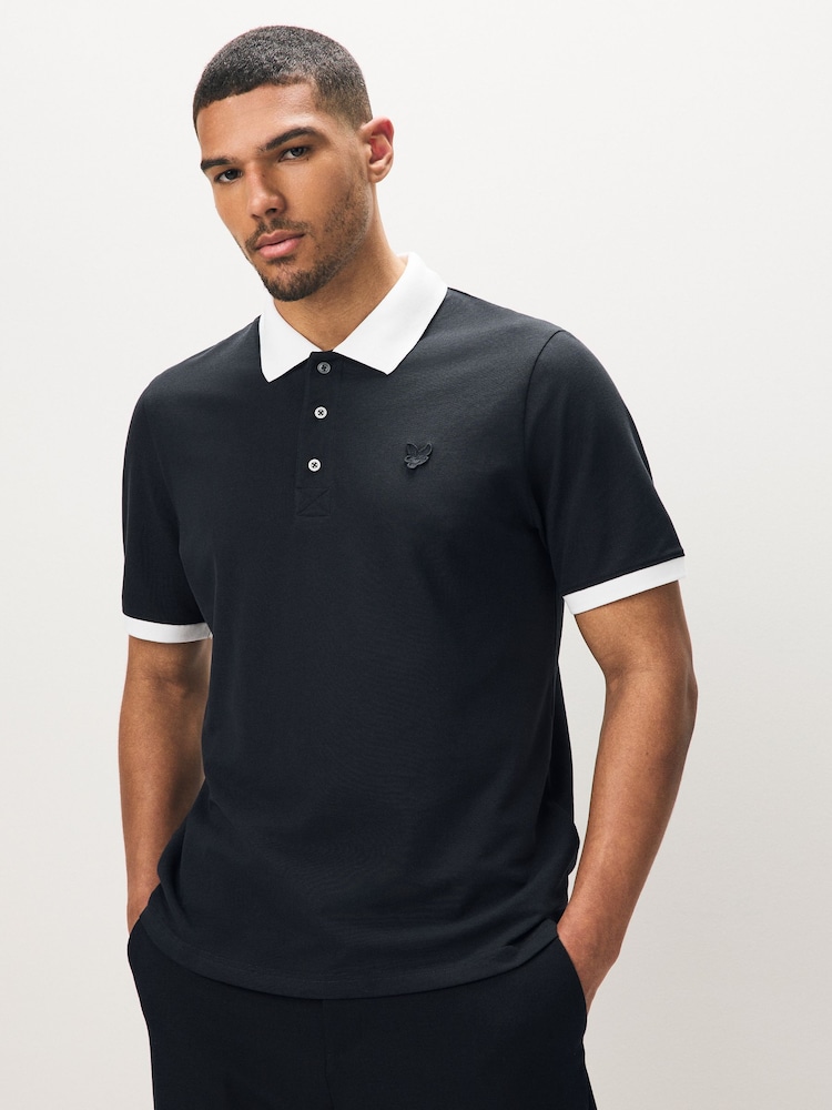 Lyle & Scott Blue Superfine Ringer Polo Shirt - Image 1 of 5 Lyle & Scott Blue Superfine Ringer Polo Shirt - Image 1 of 5