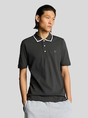 Lyle & Scott Grey Tipped Superfine Polo Shirt - Image 1 of 2