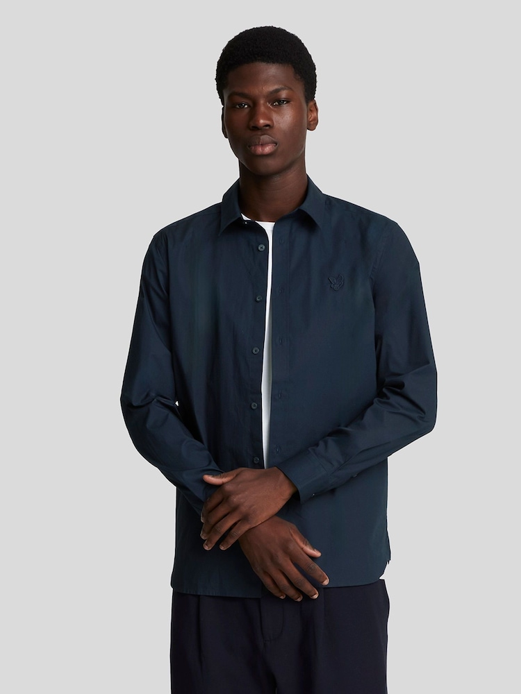 Lyle & Scott Blue Tonal Easy Care Poplin Shirt - Image 1 of 5