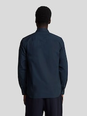 Lyle & Scott Blue Tonal Easy Care Poplin Shirt - Image 3 of 5