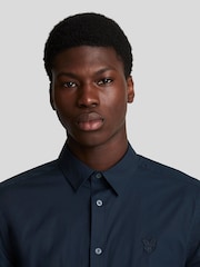 Lyle & Scott Blue Tonal Easy Care Poplin Shirt - Image 4 of 5