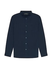 Lyle & Scott Blue Tonal Easy Care Poplin Shirt - Image 5 of 5