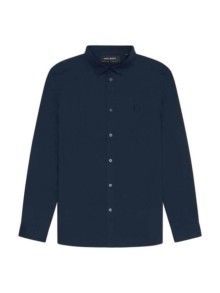 Lyle & Scott Blue Tonal Easy Care Poplin Shirt - Image 5 of 5
