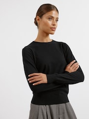 Negru - Albaray Cashmere Blend Guler Pulover rotund - Image 1 of 1