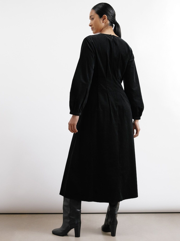 Albaray Waisted Cord Black Dress - Image 2 of 4