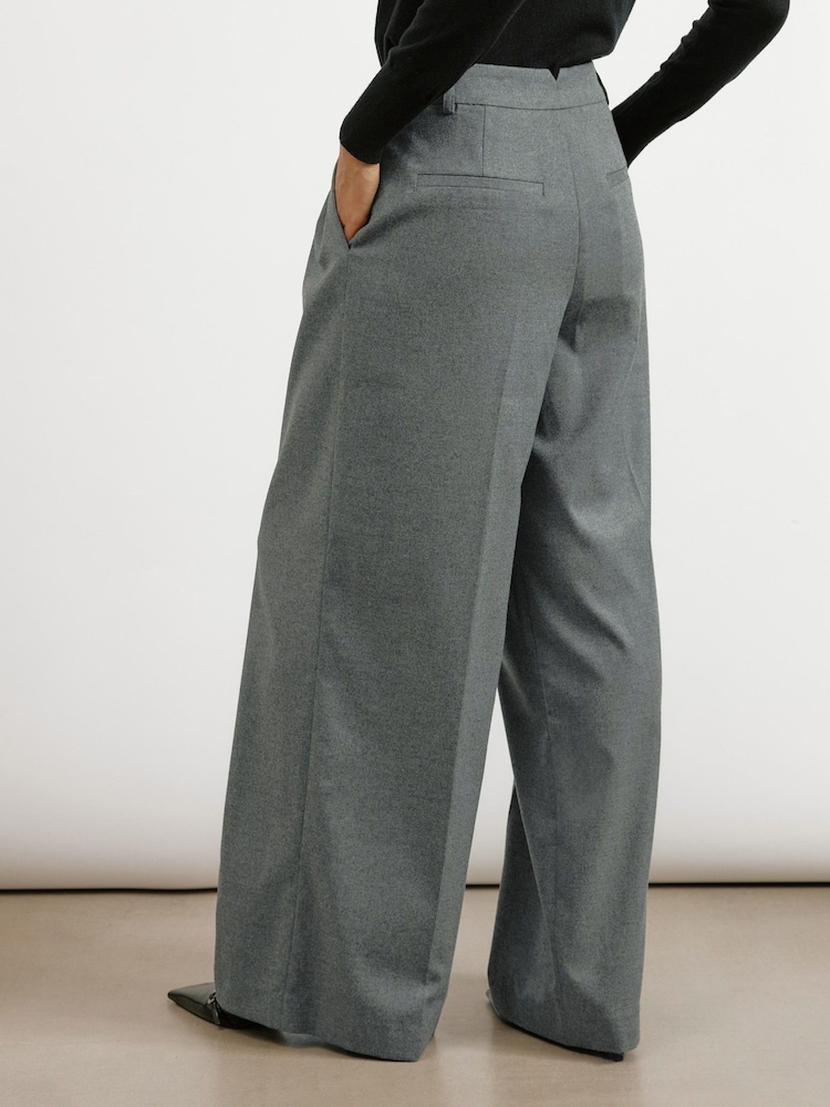 Albaray Grey Flannel Pleat Front Trousers - Image 2 of 4 Albaray Grey Flannel Pleat Front Trousers - Image 2 of 4
