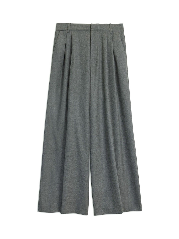 Albaray Grey Flannel Pleat Front Trousers - Image 4 of 4
